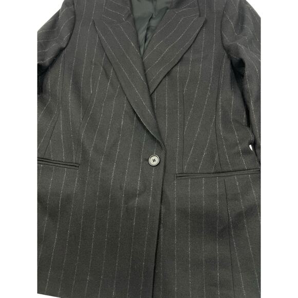 Banana Republic Womens Pinstripe Wool Flannel Knit Long Career Blazer Size 10 - Picture 5 of 8